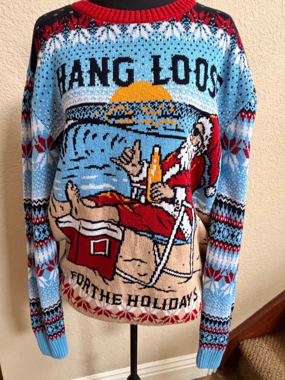 Hang Loose Holiday Beach Santa Sweater